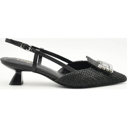 Lodi Γόβες Slingback Δερμάτινες με Λεπτό Χαμηλό Τακούνι Φιόγκο & Στρας Μαύρες A-CASIOPEA-C4