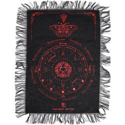 Ancient Witch Pendulum Divination Cloth - Mystic Moth - Black & Blood Red