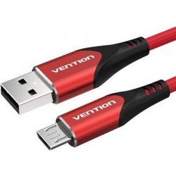 VENTION Cotton Braided USB 2.0 A Male to Micro-B Male 3A Cable 1M Red Aluminum Alloy Type