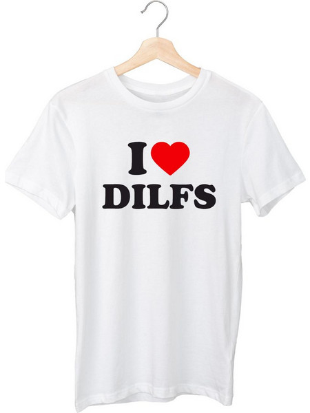 Γυναικεία Κοντομάνικη Μπούζα Με Τύπωμα I Love DILFS MT1113-1-Λευκό
