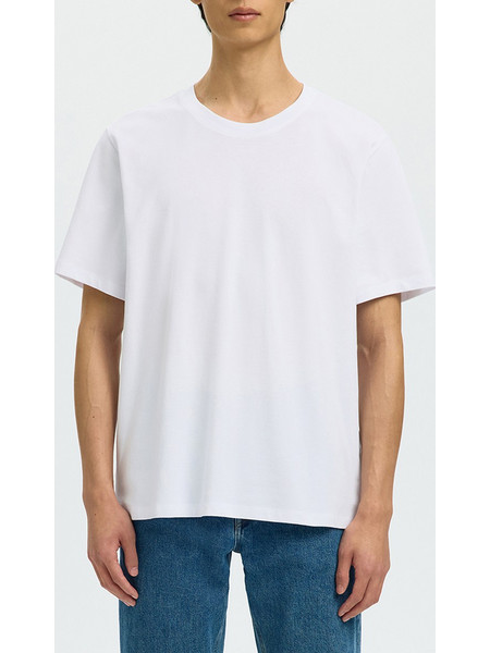 SELECTED SLMATLAS SS O-NECK TEE NOOS 16100145-BRIGHT WHITE White