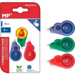 MP σετ διορθωτική ταινία PA137M-3, 5mm x 6m, μπλε/πράσινη/κόκκινη, 3τμχ