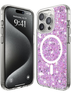 Techsuit Sparkly Glitter MagSafe Back Cover Magenta (iPhone 16 Pro)