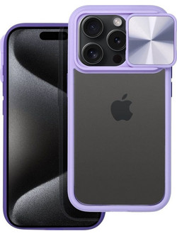 Forcell iPhone 14 Slider Θήκη Με Πλαίσιο Σιλικόνης Διάφανη - Purple
