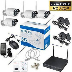 CCTV Wi-Fi Σύστημα 5G με 4 Ασύρματες Κάμερες HD & NVR Kit για Εσωτερικούς/Εξωτερικούς Χώρους