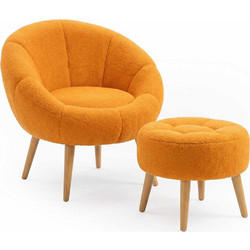 Sofa Del Atelier Πολυθρόνα Με Υποπόδιο Lida (Σετ 2Τμχ) 251BLS1148 75x42x100/45x45cm Orange