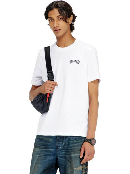 Diesel ανδρικό T-shirt με print Regular Fit - W26A251250QIAM Λευκό
