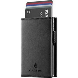 ΠΟΡΤΟΦΟΛΙ ΔΕΡΜΑΤΙΝΟ CACTUS ME ΤΡΙΠΛΟ RFID 9x12cm ΜΑΥΡΟ