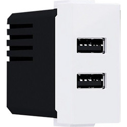Acaelec Modys Πρίζα Τροφοδοσίας 2xUSB 1 Στοιχείου 1P IP20 230V 50Hz 0.3A 5V DC 2.4A Λευκό (10101412821)