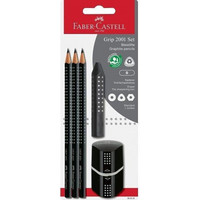 Μολύβια Faber Castell Σετ Grip 2001 B με Γόμα Ξύστρα Μαύρο 5τμχ 580024