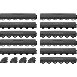 VEVOR Transition Edge Kit, 11 τεμαχίων, Ανθεκτική PP Interlocking Modular Floor Garage Edge, Εύκολη εγκατάσταση, Προστασία άκρων για Εστιατόριο υγρού χώρου, Συμβατό μόνο με VEVOR Drainage Mats, Μαύρο