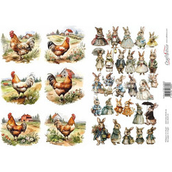 Craftistico Ριζόχαρτο Decoupage 30x40cm Λαγουδάκια Κοτούλες