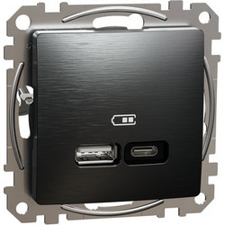 Sedna design & elements πρίζα φόρτισης USB τύπου A+C 3A 21W brushed titanium