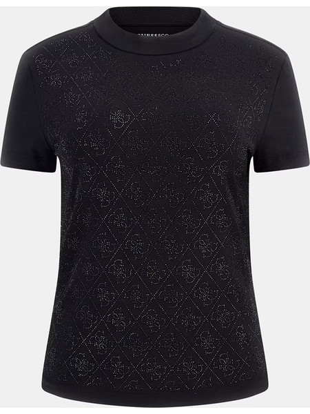GUESS SS MOCK NECK ALL OVER 4G TEE ΜΠΛΟΥΖΑ ΓΥΝΑΙΚΕΙΟ W4BI26J1314-JBLK Black