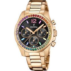 Festina Rainbow Γυναικείο Ρολόι Χρονογράφος με Ροζ Χρυσό Μεταλλικό Μπρασελέ F20639/3