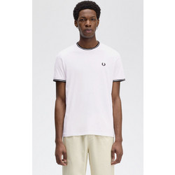Fred Perry Ανδρική Μπλούζα Τ-Shirt Twin Tipped M1588-100 White - Λευκό