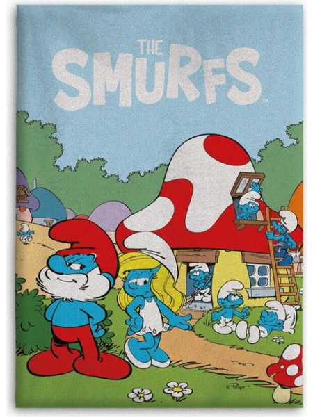 Smurfs Village Life Κουβέρτα Φανέλας 110x150 εκ