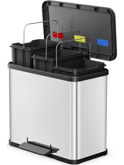 Hailo Oko trio Plus L ανοξείδωτος κάδος απορριμμάτων 27L (3x9L) με πεντάλ