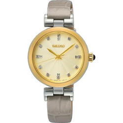 Seiko Γυναικείο Ρολόι με Γκρι Δερμάτινο Λουράκι SRZ546P1