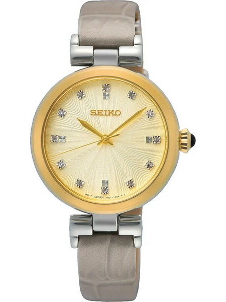 Seiko Γυναικείο Ρολόι με Γκρι Δερμάτινο Λουράκι SRZ546P1