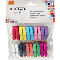 Ξύλινα μανταλάκια χρωματιστά Metron Craft 35x7mm 12τμχ