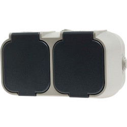 GEYER Πρίζα διπλή IP54 H2-B52GM γκρι