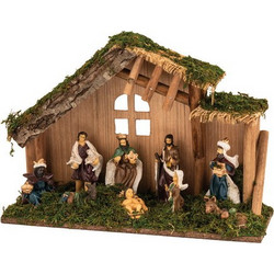 LianosXmas Ξύλινη Χριστουγεννιάτικη Φάτνη 35 x 12 x 24,5(h)cm SG21966