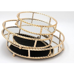 S/3 ΔΙΣΚΟΣ ΜΕΤΑΛΛΙΚΟΣ ΜΕ ΚΑΘΡΕΦΤΗ ΧΡΥΣΟ 37x7x37cm /32x7x32cm /27x7x27cm