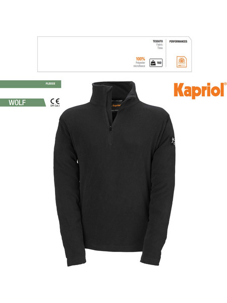 Φούτερ εργασίας μακρυμάνικο Wolf microfleece μαύρο Kapriol