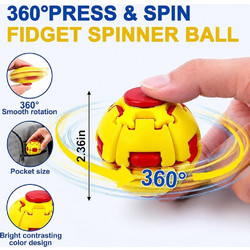 Press to Spin Fidget Ball, 360 Rotating Fidget Spinner Ball, Quiet Sensory Stress Relief Toy Κίτρινο