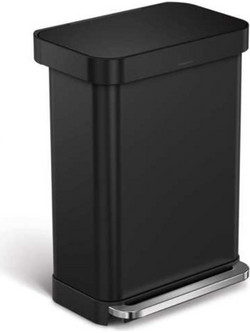 Simplehuman 55L rectangular pedal bin with liner pocket, matte black (CW2103)