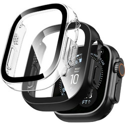 Tech-Protect Defense 2-pack Πλαστική Θήκη Tempered Glass για Apple Watch Ultra 49mm Μαύρη Διαφανής