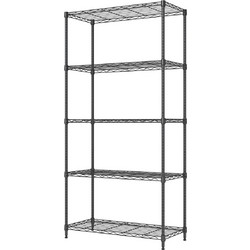 HOME USE μεταλλική ραφιέρα HUH-0270 με 5 ράφια, 90x35x175cm, μαύρη