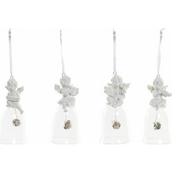 Χριστουγεννιάτικο Στολίδι DKD Home Decor Ρητίνη Κρυστάλλινο Άγγελος (4 τεμ.) (5 x 5 x 10.5 cm)