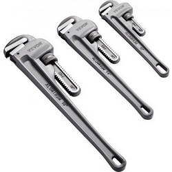 VEVOR 3-Piece Pipe Wrench Set, 10" 14" 18" Aluminum Straight Pipe Wrench, Adjustable Plumbing Wrench, with High Strength Jaw and Ergonomic Handle, Hangable Design, for Water Pipes, Automotive Repairs