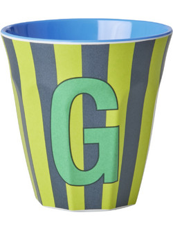 Rice - Melamine Cup with the Letter G - Blue and Green - Medium