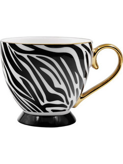 Safari Κουπα New Bone China Λευκο Μαυρο Χρυσο 11x11x9 - Liberta - Λευκό,Μαύρο,Χρυσό