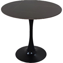 Tραπέζι Balou pakoworld sintered stone σε μαύρη απόχρωση με όψη μαρμάρου-βάση μαύρο μέταλλο Φ120x73εκ c547774