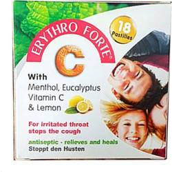 Erythro Forte C Βιταμίνη C Καραμέλες για Ερεθισμένο Λαιμό Ευκάλυπτος Μέντα & Λεμόνι 18τμχ