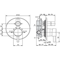 Μπαταρία μπάνιου εντοιχισμού IDEAL STANDARD CERALINE A6939AA Χρωμέ (Πλήρες σετ)