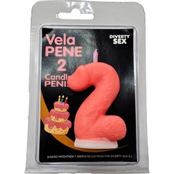 DIABLO PICANTE - PENIS CANDLE IN THE SHAPE OF THE NUMBER 2 PINK COLOR