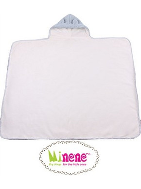 Minene Wrap Κουβέρτα Αγκαλιάς με Κουκούλα 70x90 Λευκή Γαλάζια