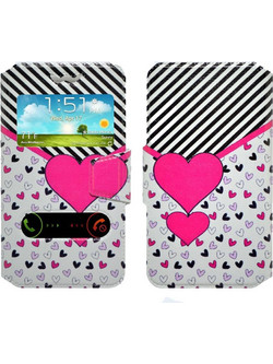 Ancus S-View Elastic Art Collection Heart White (Universal 5.3"-5.6")