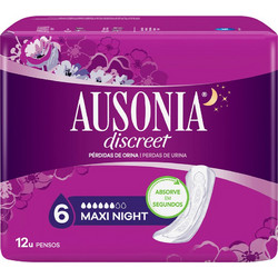 Ausonia Discreet Maxi Σερβιέτες Ακράτειας 6 Σταγόνες 12τμχ