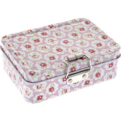 Κουτί vintage με κούμπωμα floral ροζ 13x9x4 εκ