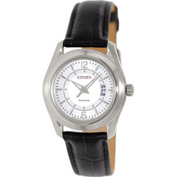 Citizen Eco-Drive Γυναικείο Ρολόι Solar με Μαύρο Δερμάτινο Λουράκι FE1011-03B