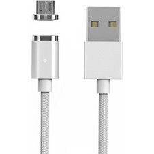 POWERTECH PT-547 MAGNETIC CHARGING CABLE USB A 2.0 MALE TO MICRO USB B MALE SILVER 1m QJ5-B4