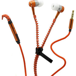 Ακουστικά Stereo Hands Free Με Ρυθμιστή Zipper Πορτοκαλί