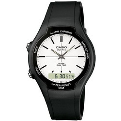 Casio Standard Ανδρικό Ρολόι Χρονογράφος με Μαύρο Καουτσούκ Λουράκι AW-90H-7EVEF