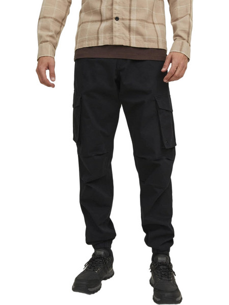 Jack & Jones Ανδρικό Παντελόνι Cargo Joggers Ελαστικό Loose Εφαρμογή Μαύρο 12242264